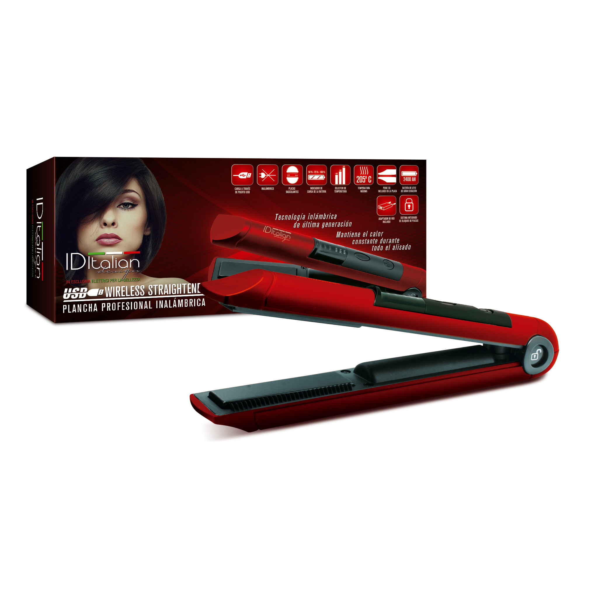 WIRELESS USB RECHARGEABLE HAIR STRAIGHTENER