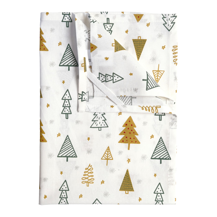 Torchons de cuisine motifs sapins en coton - Vert sapin