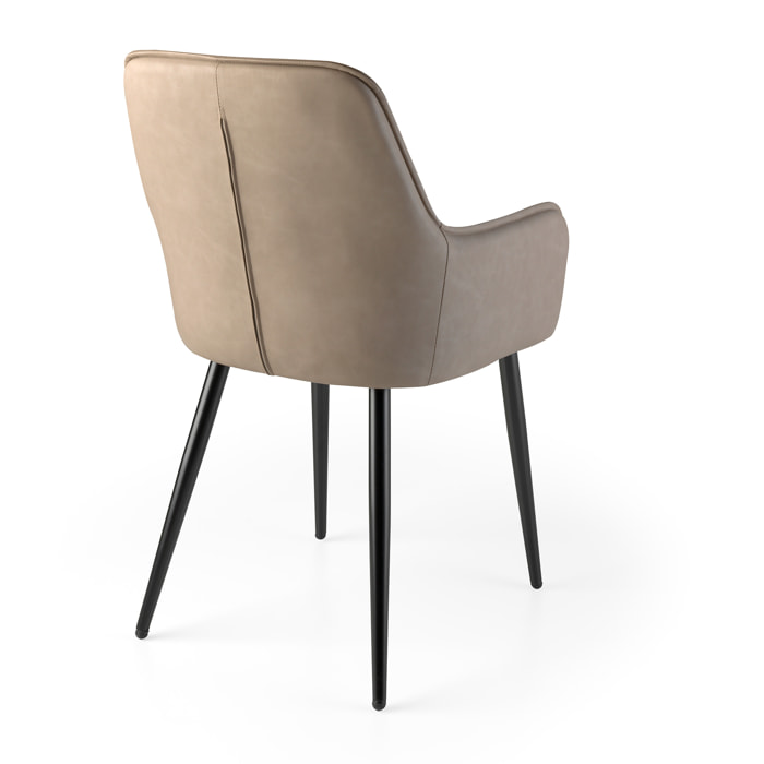 Set 2 butacas DUGLAS - polipiel marrón y beige, negro mate - 60x57x87cm