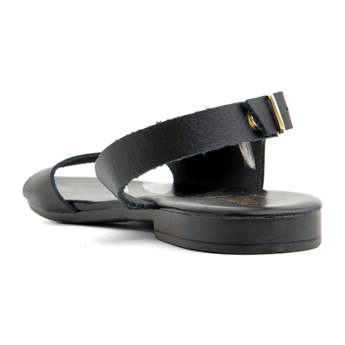 Sandalo minimal cross con cinturino in vera pelle - NERO