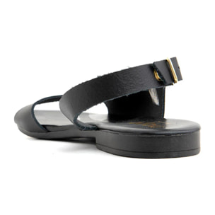 Sandalo minimal cross con cinturino in vera pelle - NERO