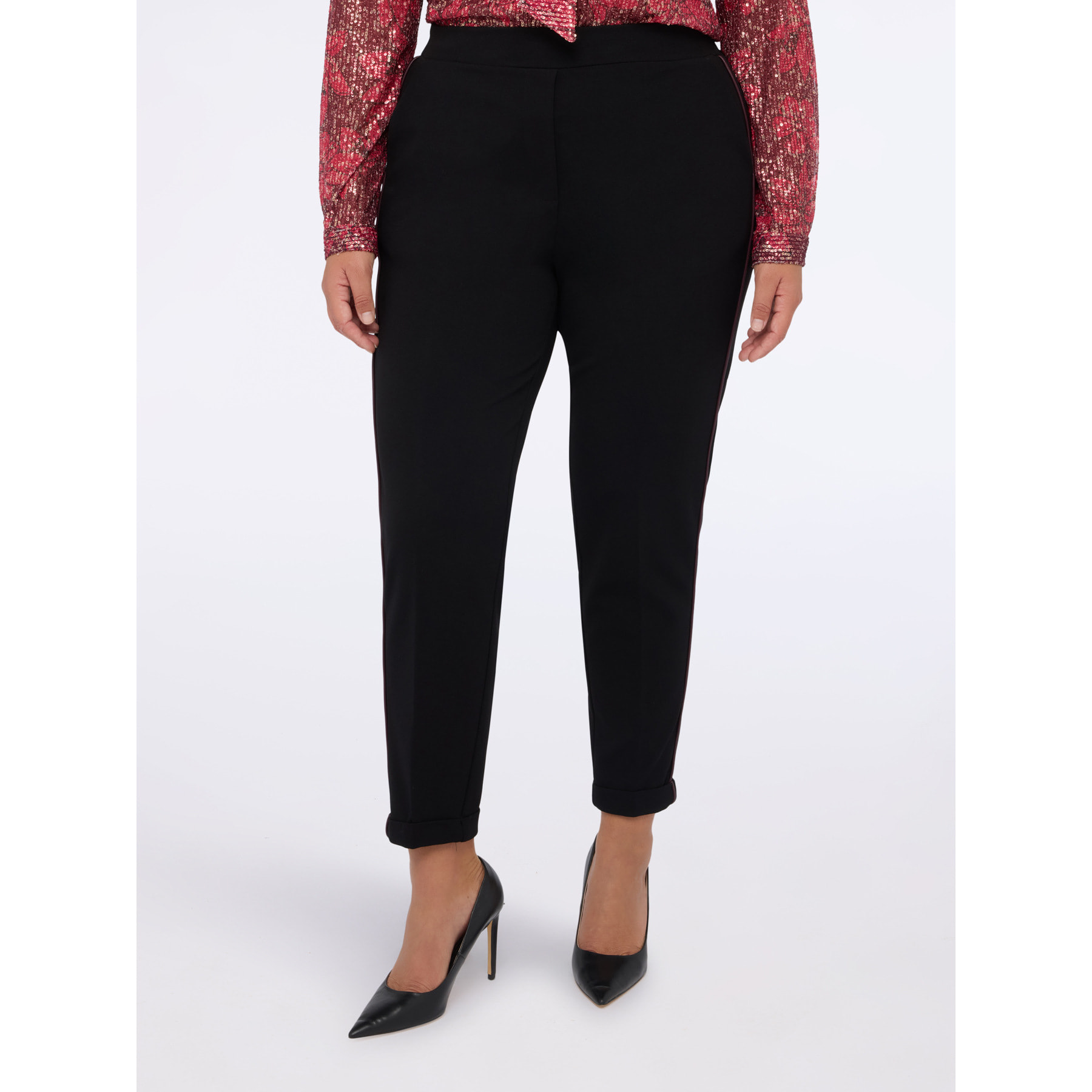 Fiorella Rubino - Pantaloni Joggers con piping laterale - Nero