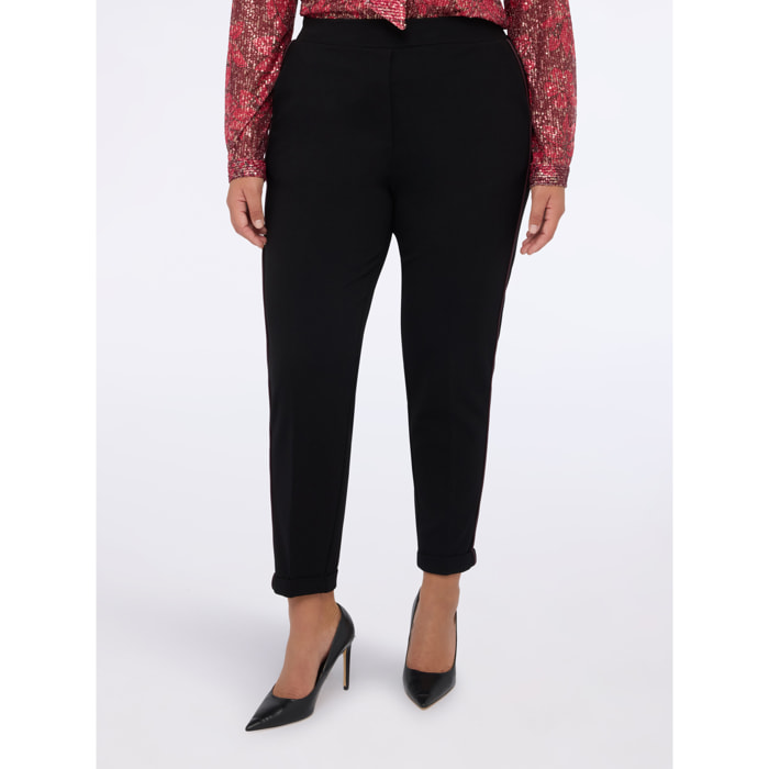 Fiorella Rubino - Pantaloni Joggers con piping laterale - Nero