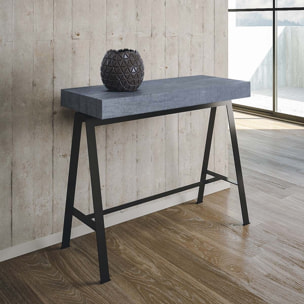 Console extensible 90x40/196 cm Banco Small Gris Béton cadre Anthracite