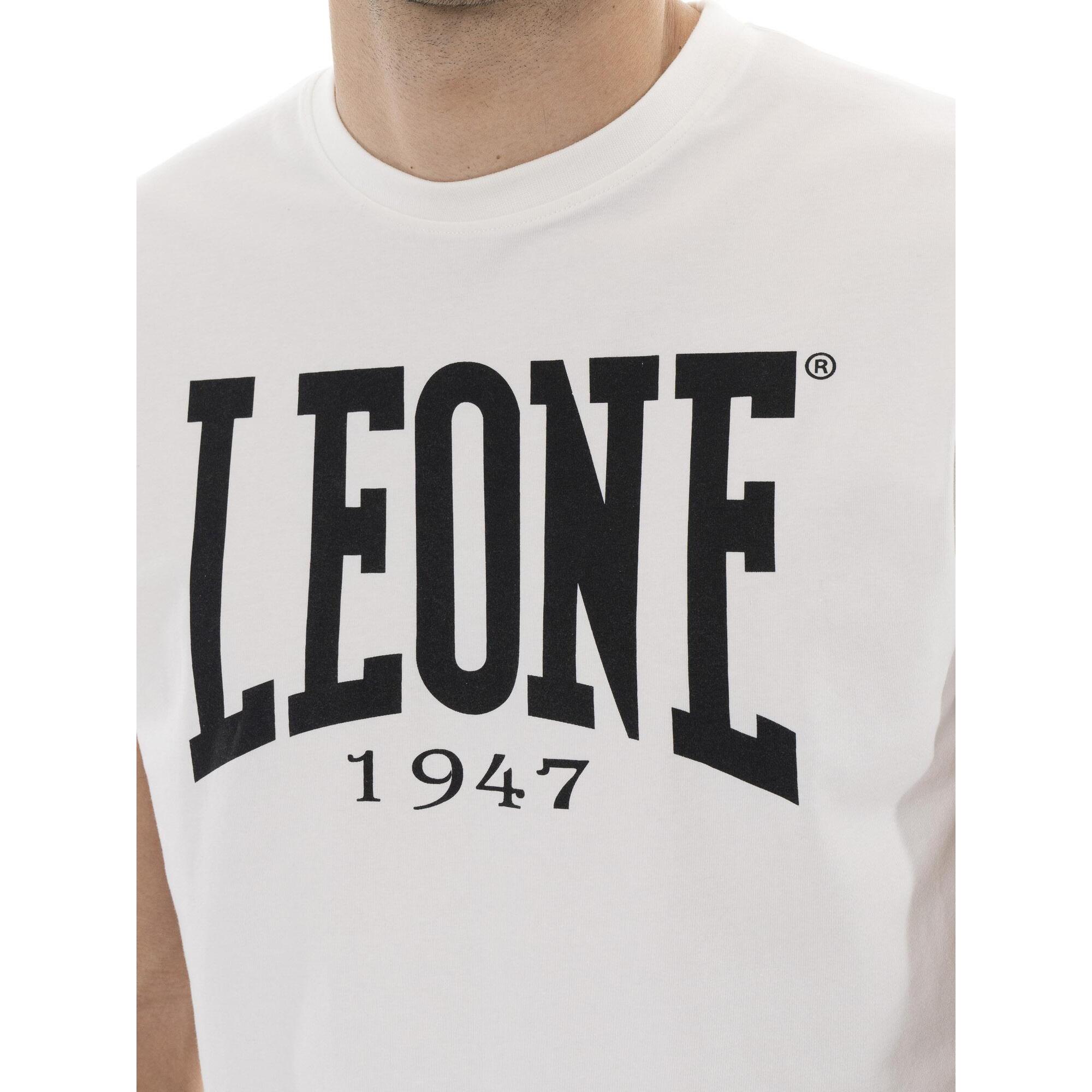 Camiseta básica de algodón elástico de manga corta con logo Leone 1947