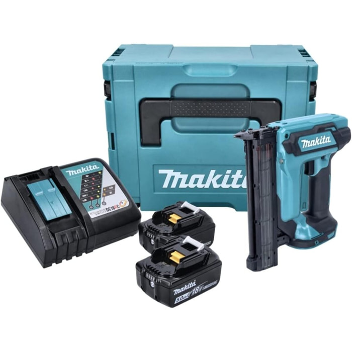 Cloueur LXT - MAKITA - avec 2 batteries 18V 5.0Ah - chargeur - MakPac - DFN350RTJ