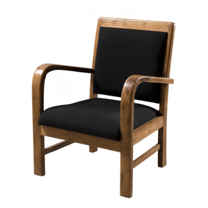 ERIS - Fauteuil scandi teck et tissu noir