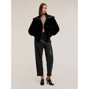 Motivi - Chaqueta efecto teddy con cuello alto - Negro