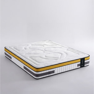 Ensemble Matelas Hybride Aubertin & Sommier Kit Bois, Ressorts Ensachés & Mousse Hyper Soft, 24 cm, Soutien Ferme