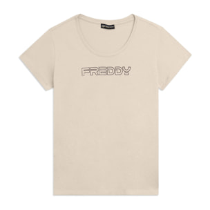 T-shirt Manica Corta con Logo FREDDY in Outline Glitter