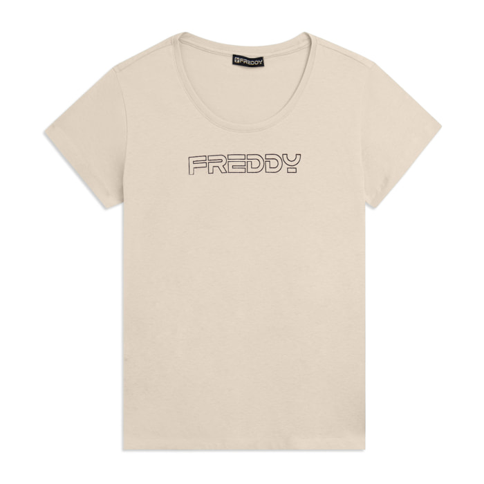 T-shirt Manica Corta con Logo FREDDY in Outline Glitter
