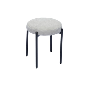 Tabouret bas empilable en tissu effet velours texturé beige et métal noir H41 cm KIKO