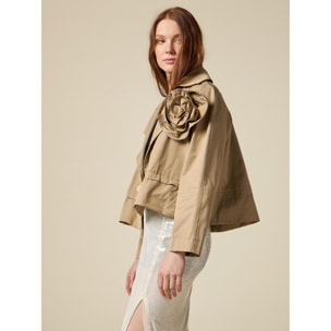 Oltre - Trench boxy con fiore - Beige