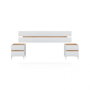 Cabecero con mesitas Ezra Blanco Artik (Blanco Mate) - Roble Nodi