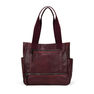 Bolso shopper burdeos con cremallera