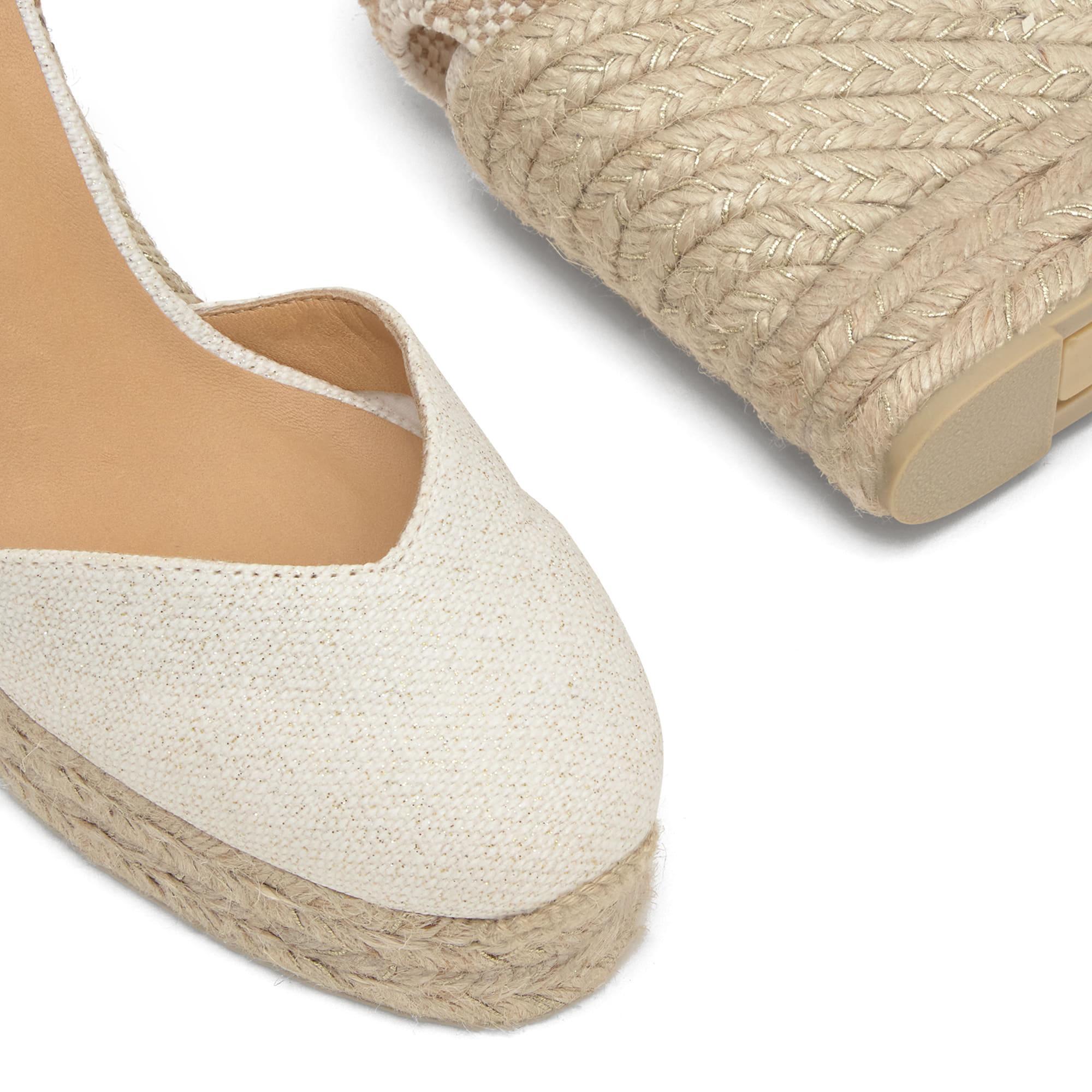 Alpargata de cuña Chiara en lino metalizado con doble plataforma