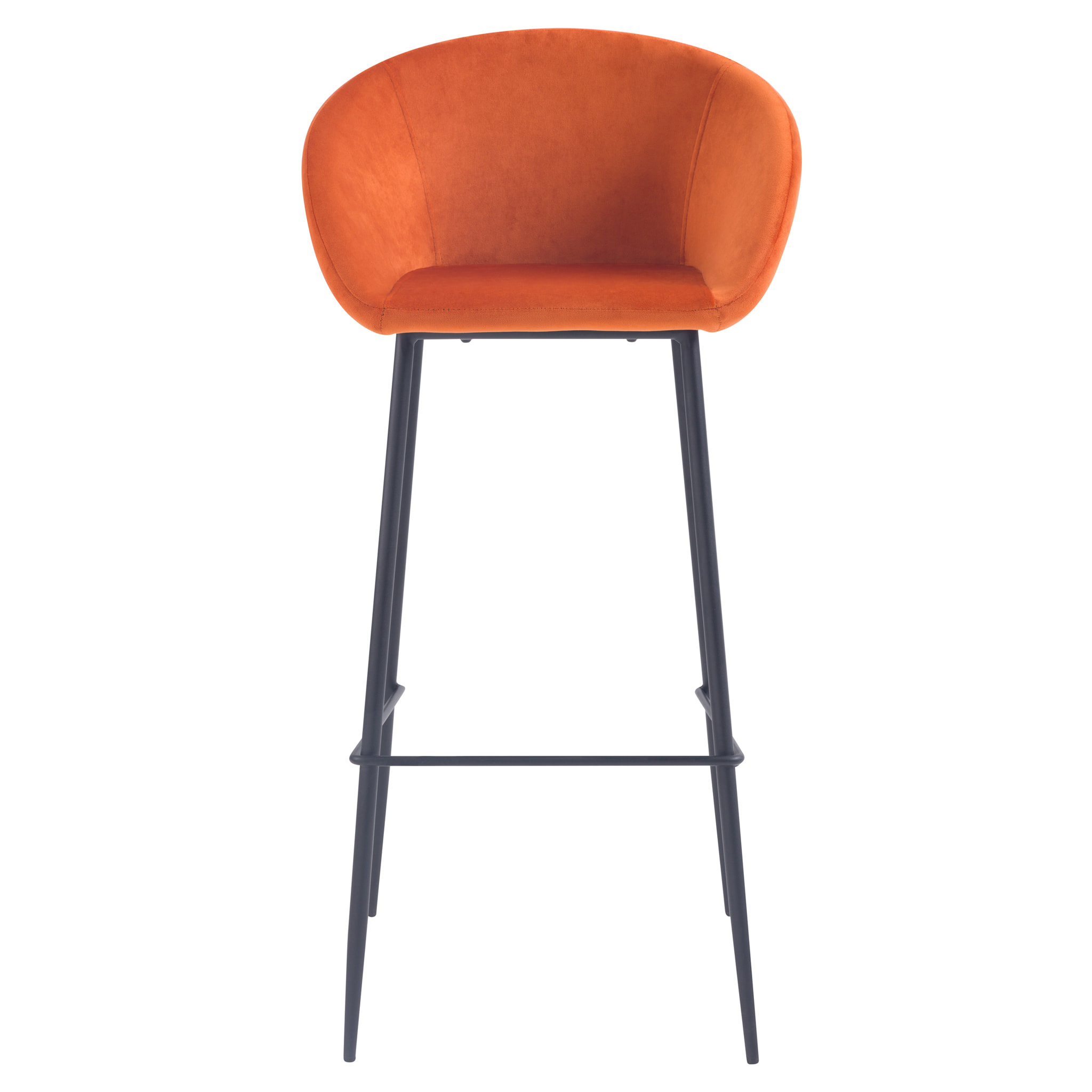 Chaise de bar 75 cm en velours orange (lot de 2) - Marquise