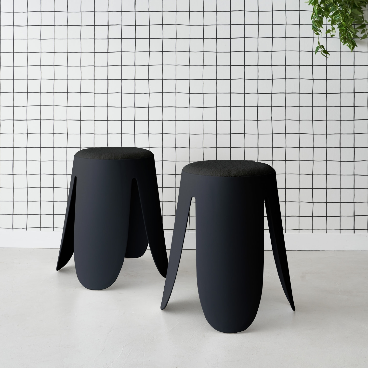 Tabouret empilable bouclette texturée (lot de 2) NIKI