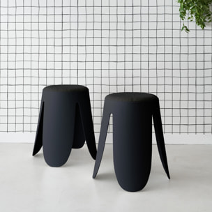 Tabouret empilable bouclette texturée (lot de 2) NIKI