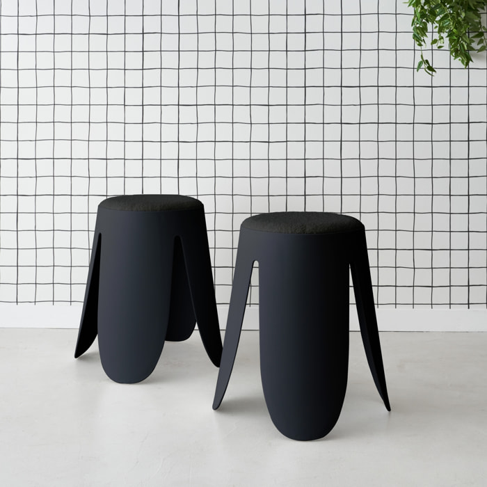 Tabouret empilable bouclette texturée (lot de 2) NIKI