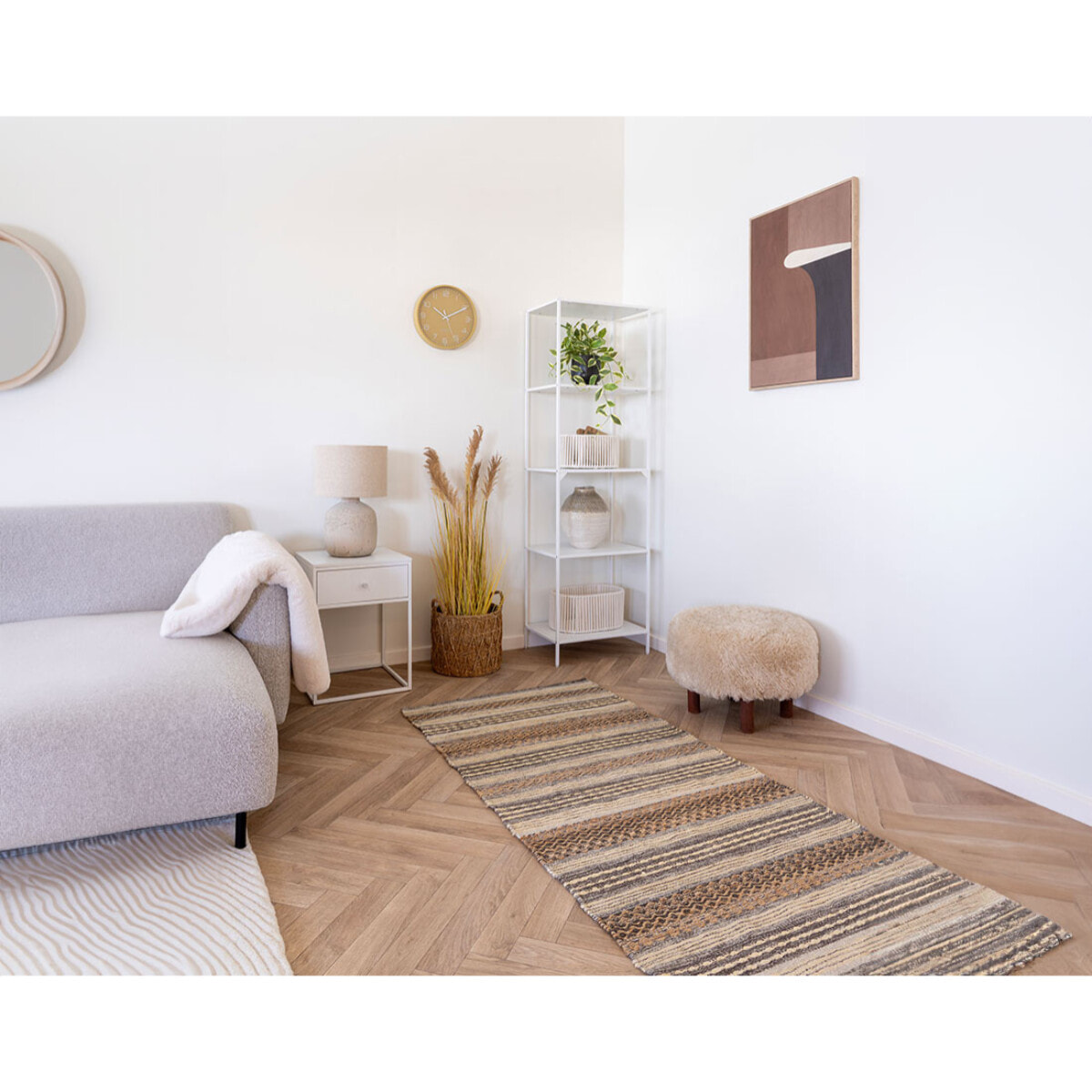 Mani - pouf - en fausse fourrure - Beige