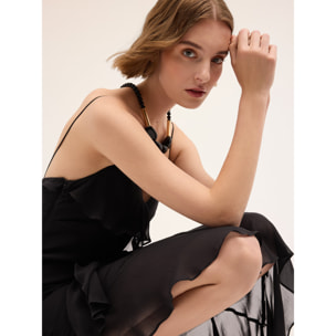 Motivi - Vestito midi con balze a rouches - Nero