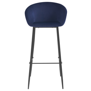 Lot de 2 chaises de bar 75 cm en velours bleu - Marquise