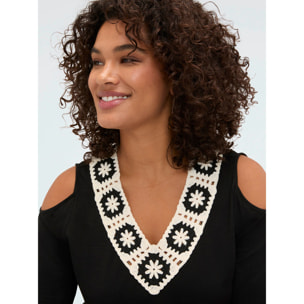 Fiorella Rubino - T-shirt in jersey modal con scollo a V - Nero
