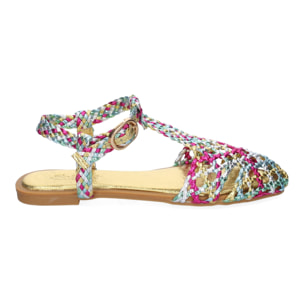 Sandalia Plana de Mujer, Comodas y Elegantes, Diseño Trenzado con Cierre de Hebilla