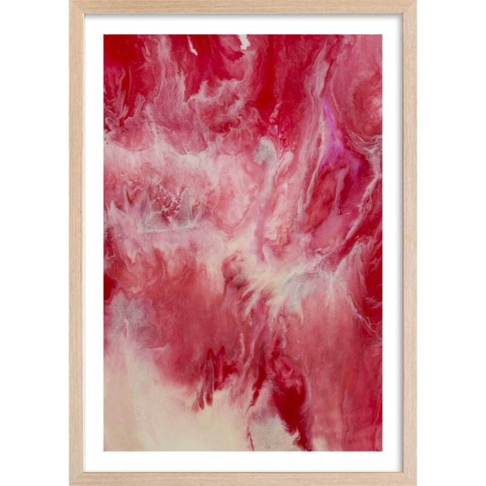 Poster vanille fraise Affiche + cadre en bois - Chêne