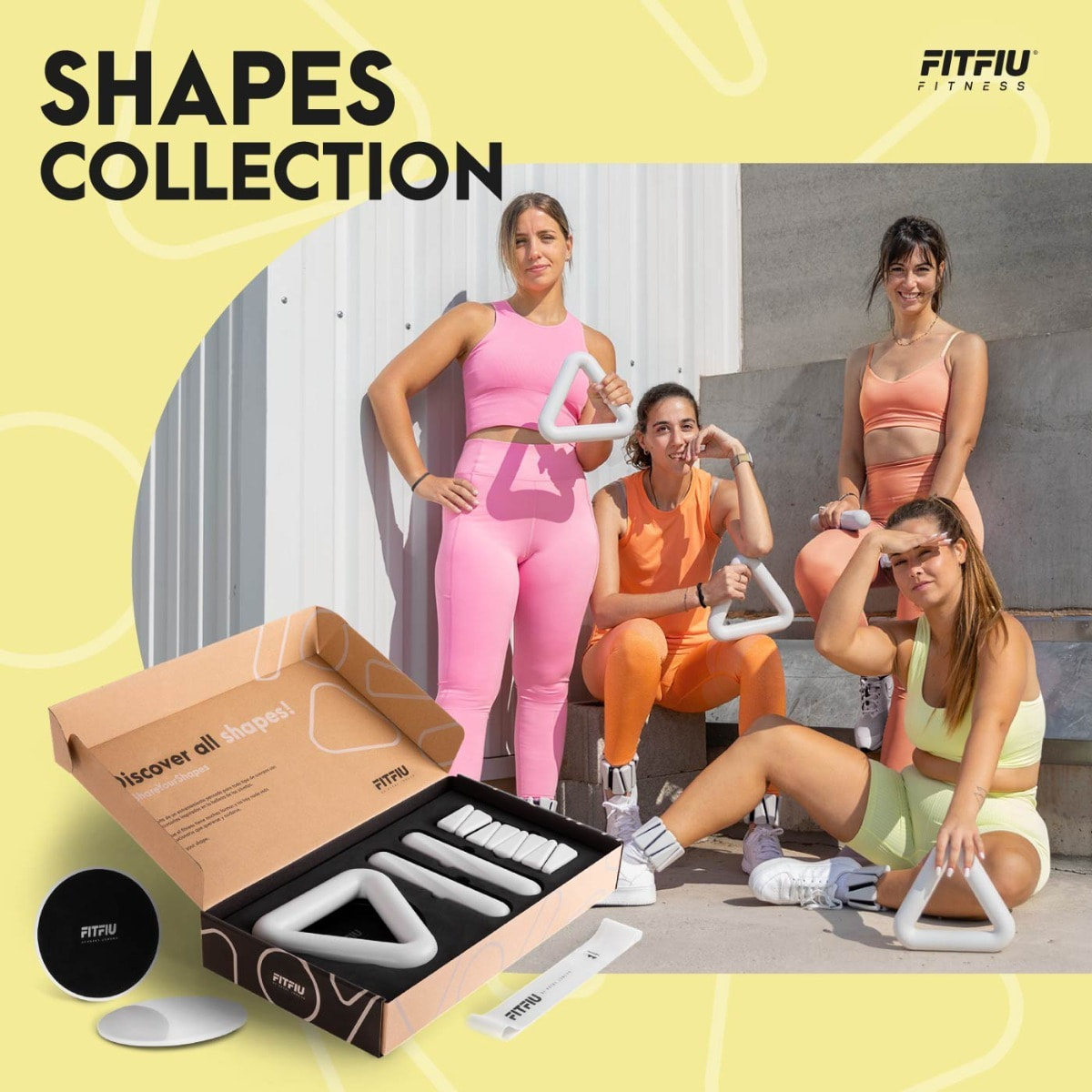Kit Fitness 4 accesorios con Pesa rusa, Mancuernas, Muñequeras, Discos, Cinta
