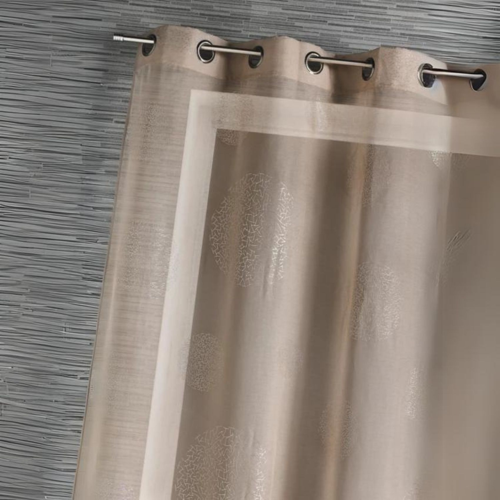 Voilage en Etamine Impression Argent - Taupe