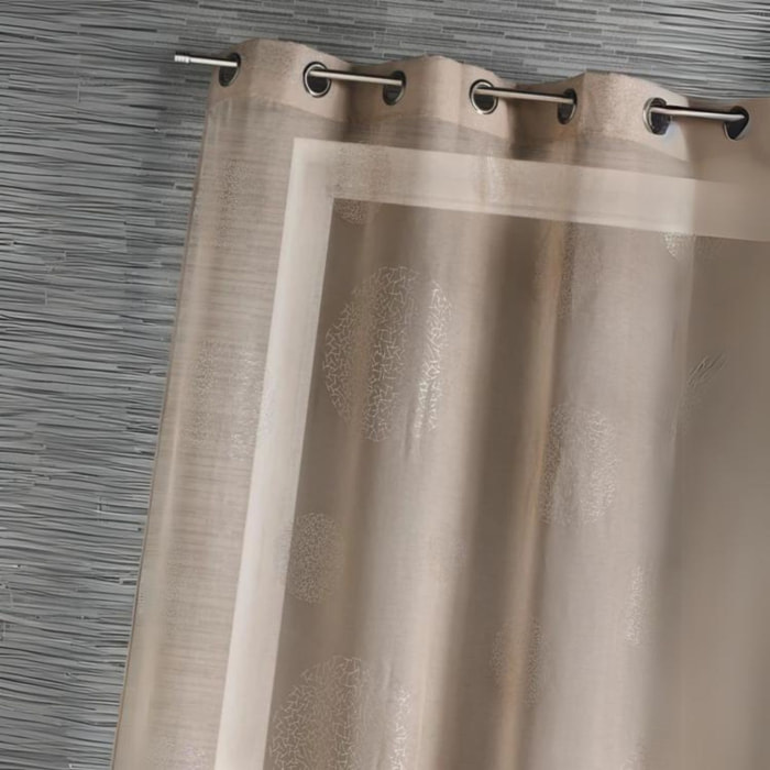Voilage en Etamine Impression Argent - Taupe