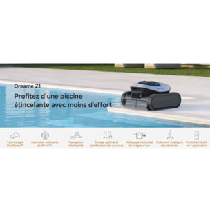 Robot piscine DREAME Z1 Pro sans fil - fond, parois, ligne d'eau - jusqu'à 200m²