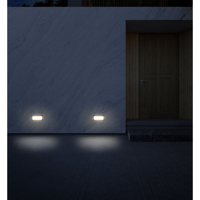 Forlight Rect - Empotrable de Pared LED Rectangular 205mm para Jardín y Terraza con Luz Neutra 4000K en Acero Inoxidable