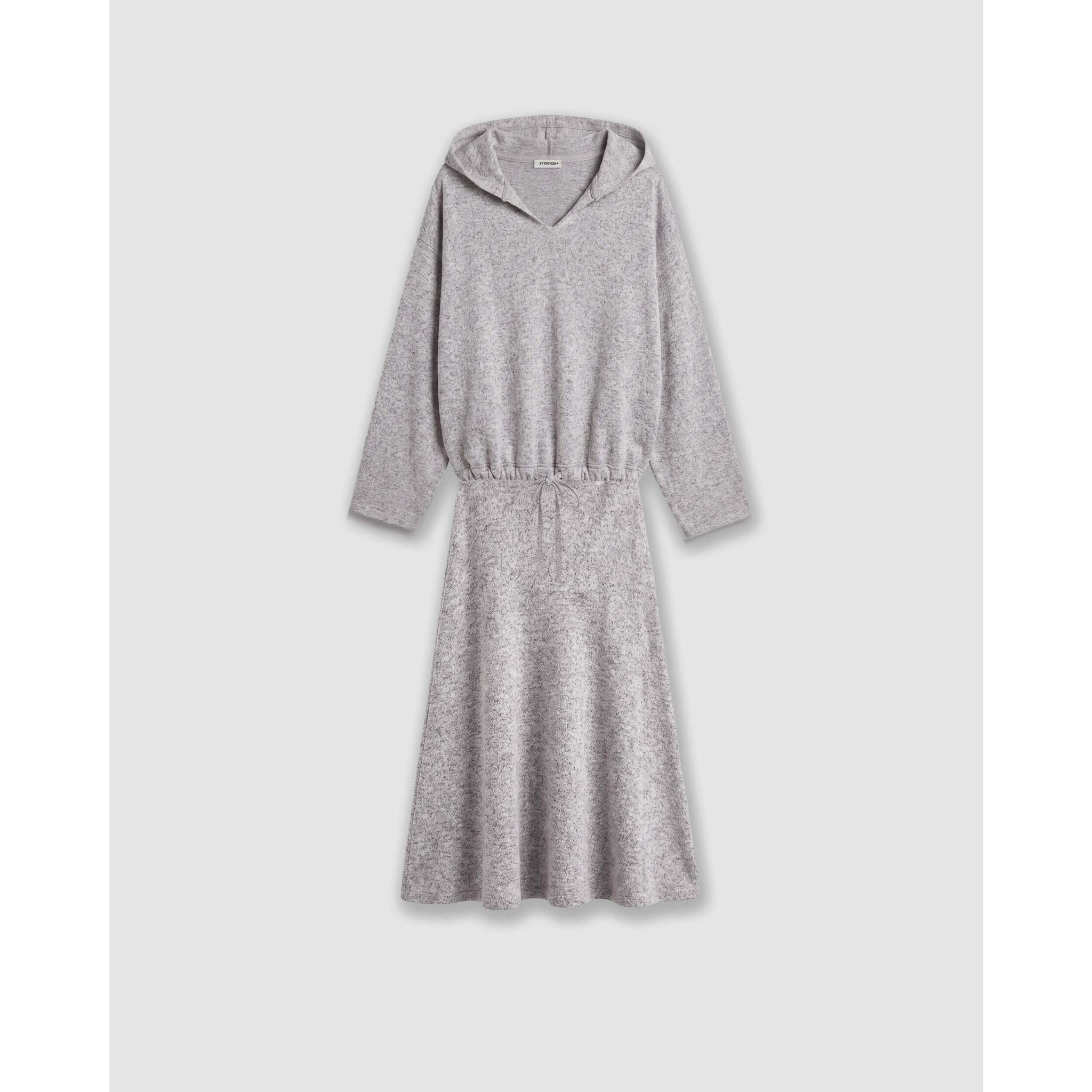 Falda midi viscosa evasé angorina gris claro