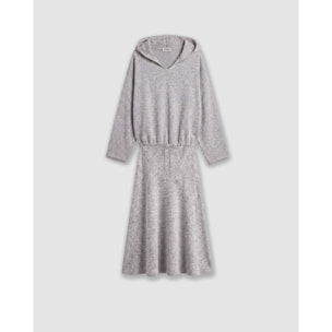 Falda midi viscosa evasé angorina gris claro
