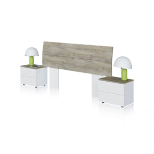Cabecero con mesitas Brike Blanco Artik (Blanco Mate) – Roble Alaska