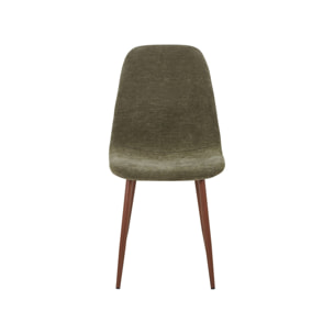 Chaise décor bois teinte noyer et tissu (lot de 2) VERA