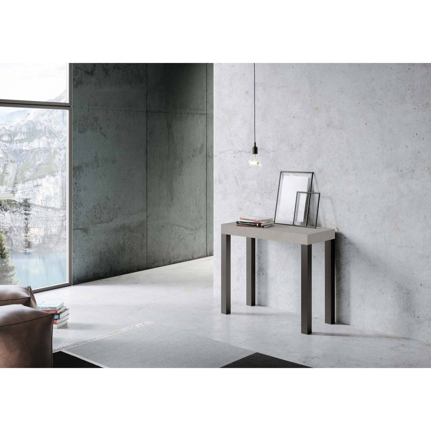 Console extensible 90x40/300 cm Everyday Cachemire cadre Anthracite