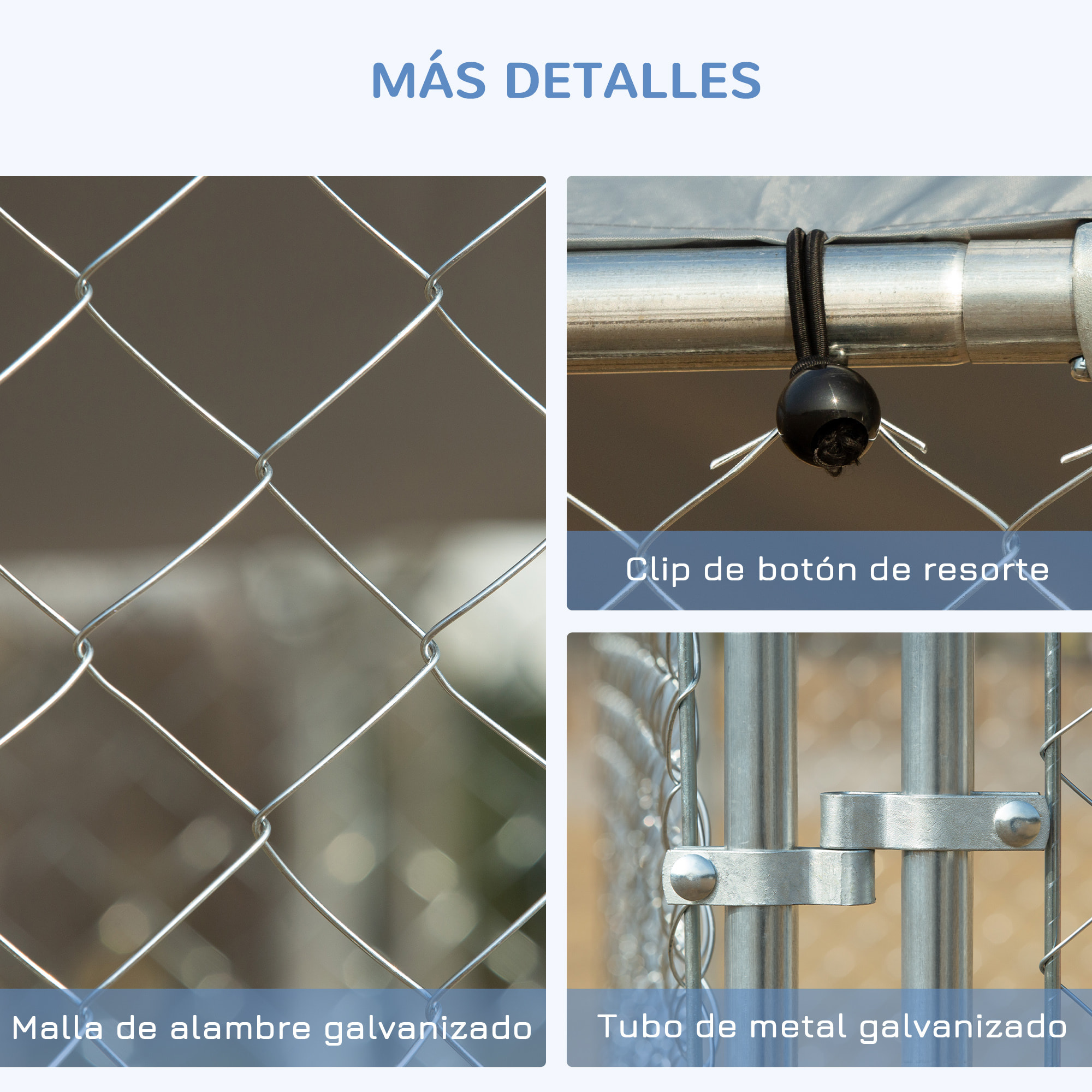 Perrera de Exterior con Toldo Anti-UV Impermeable Parque para Perros con Puerta con Pestillo y Marco de Metal Galvanizado para Patio Jardín Terraza 4x4x2,3 m Plata