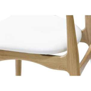 Chaises design blanc et bois clair chêne massif (lot de 2) VICKY