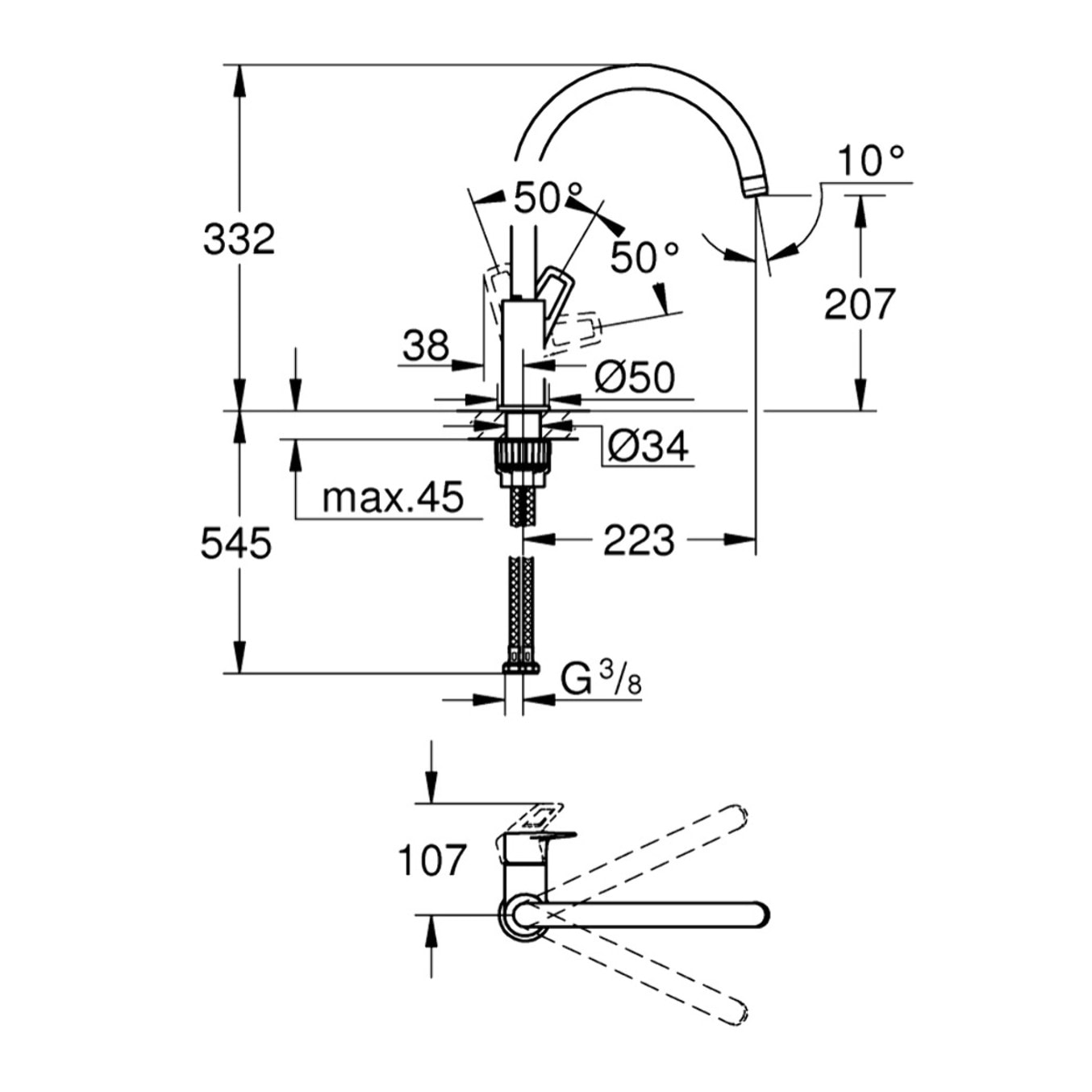 GROHE BauLoop Mitigeur monocommande Evier