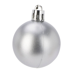 Conjunto de 60 bolas de navidad en color plata en varios diseños y acabados