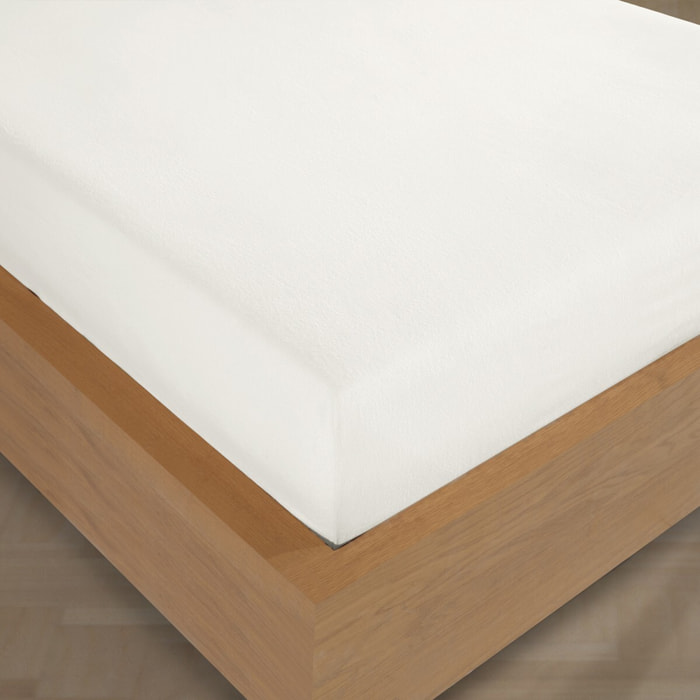 Drap housse Flanelle de coton blanc
