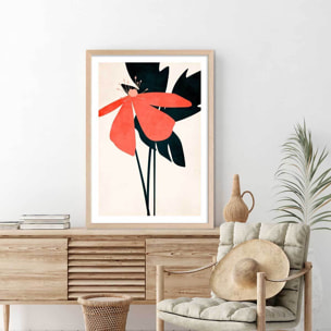 Affiche Coeur de fleurs Affiche + cadre en bois - Chêne