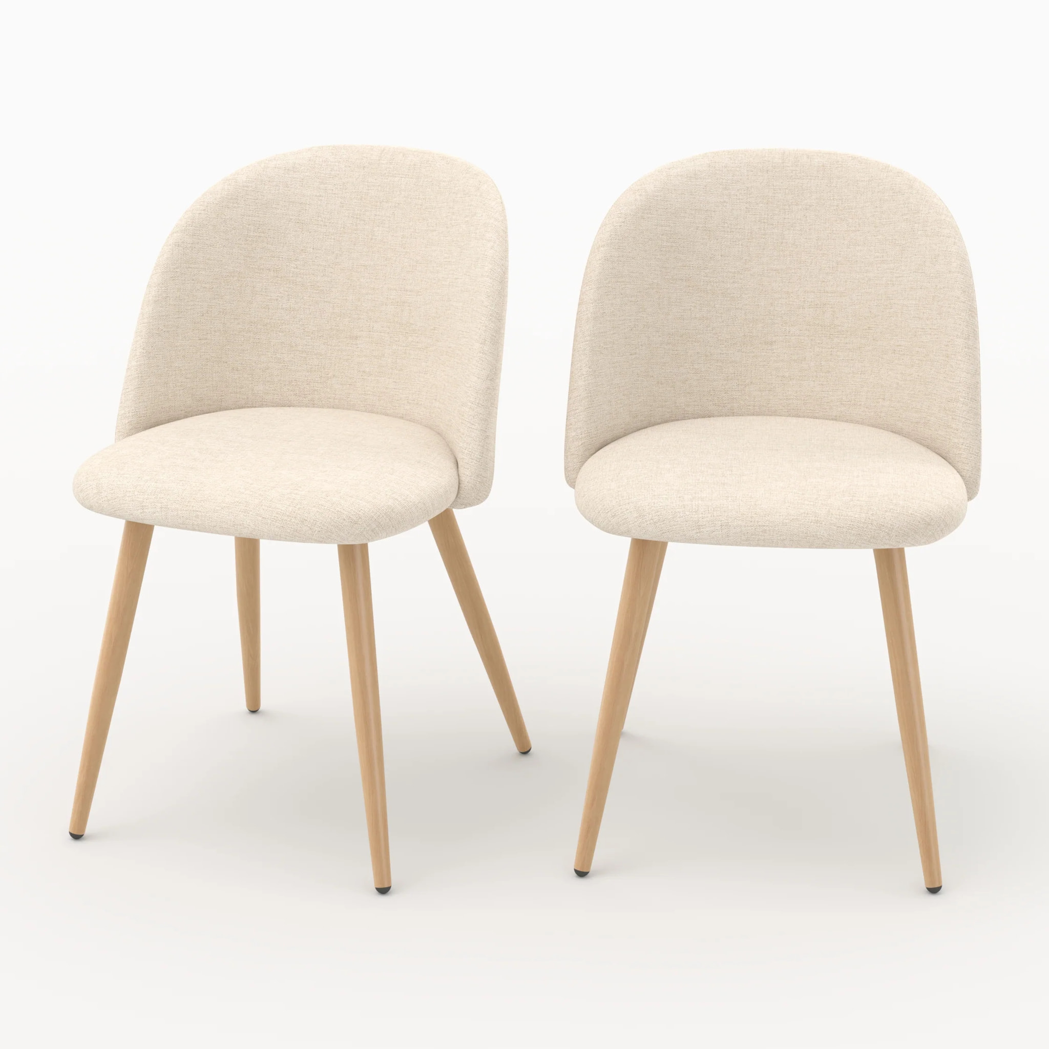 Lot de 2 chaises en tissu beige et pieds en métal - Cozy