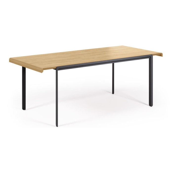 Table extensible Nadyria en contreplaqué de chêne et pieds en acier 160 (200) x 90 cmLa Forma -