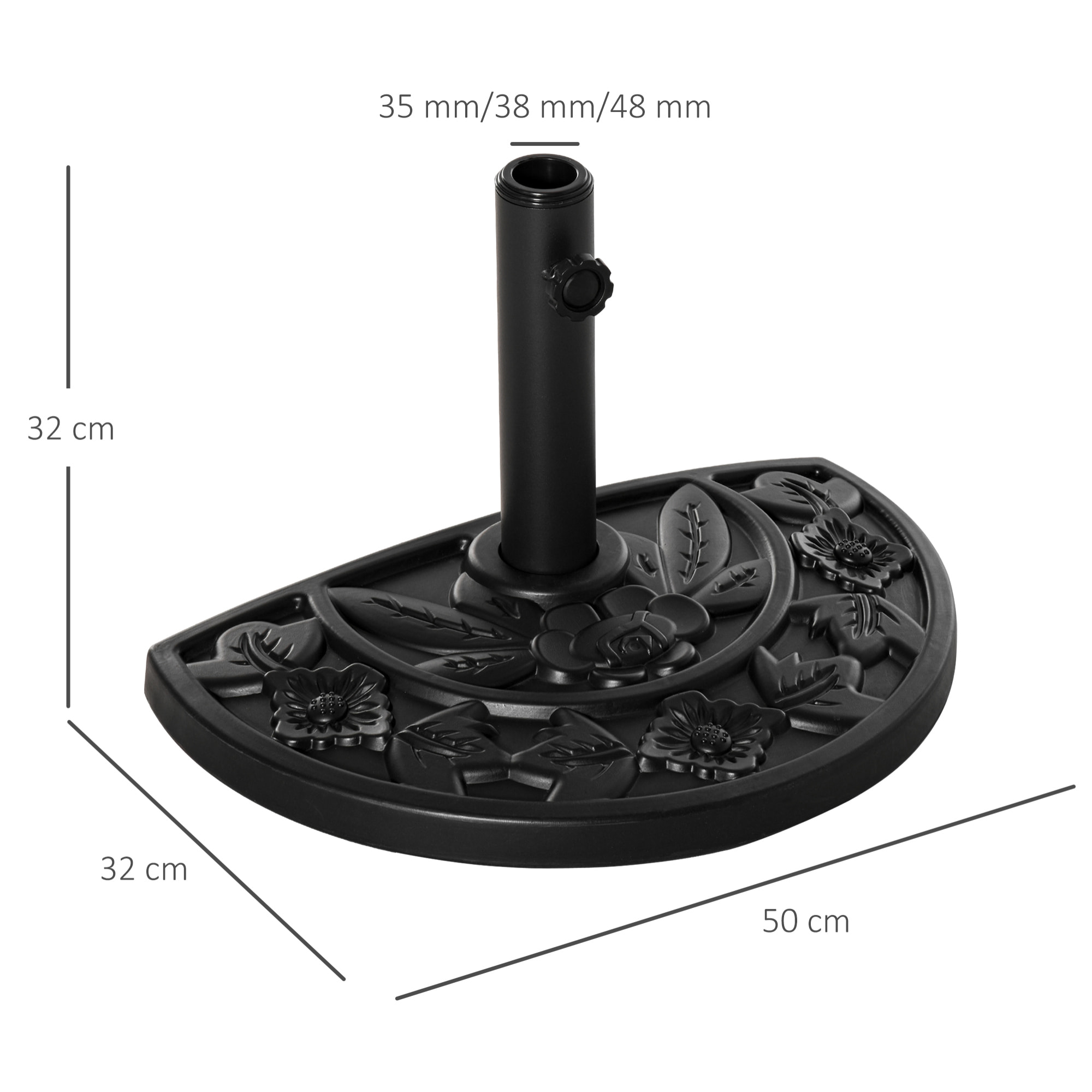 Soporte De Sombrilla Ajustable De Hdpe 50x32x32cm Negro