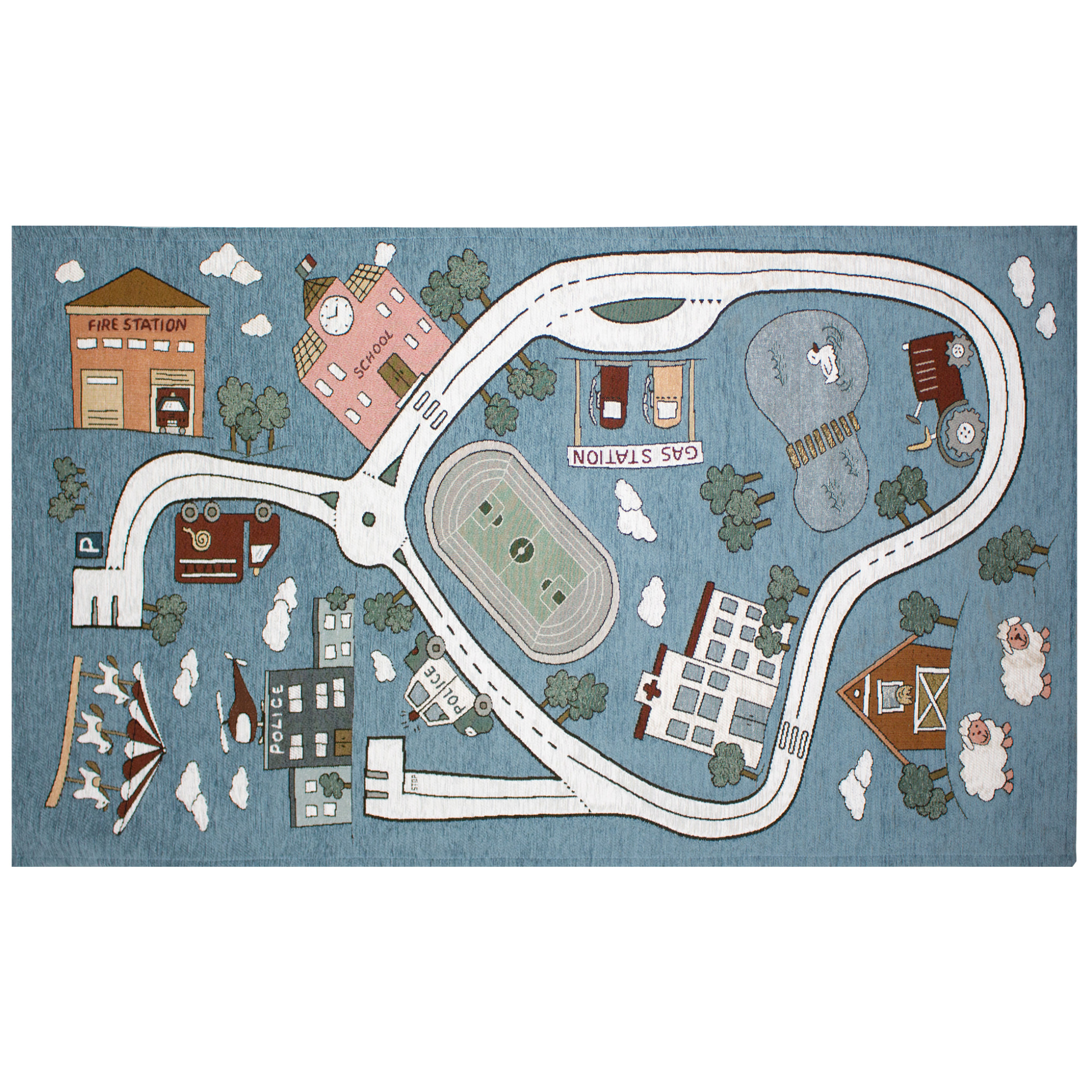 TAPPETO CAMERETTA PISTA AZZURRO TOPAZIO CON FONDO ANTISCIVOLO MADE IN ITALY